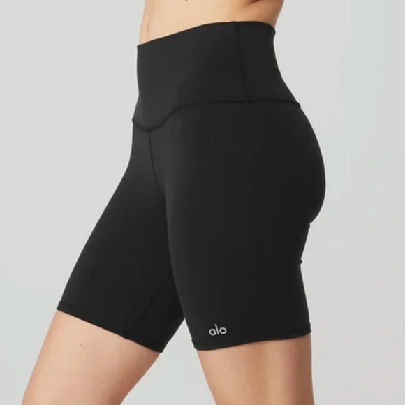 ALO Yoga Pants - Alo Yoga High Waist Biker Shorts Black (XXSmall)